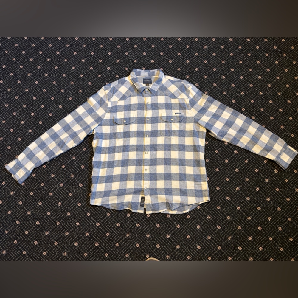 Lucky Brand Men’s Blue and Cream Plaid Shirt